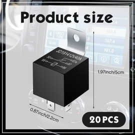 20 Packs 12V 30/40 Amp 5 Pin Relays Switch Electrical SPDT Auto Power Relay for Cars Automotive Truck Marine Boat Fan