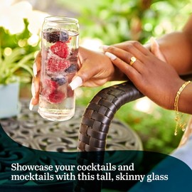 Libbey Classic Slim Beer Can Glasses, 12.5 oz Tall Drinking Glasses Set of 6, Space-Saving, and Versatile Thin Glassware for Cocktails, and Mocktails