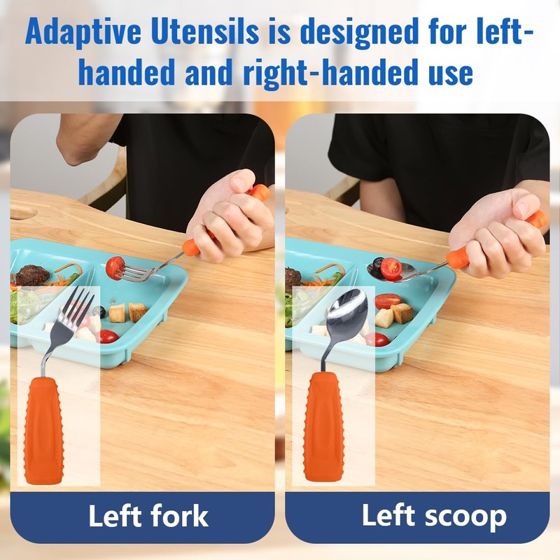 EZ Assistive Adaptive Weighted Utensils Set – Spoon and Fork