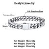 Bestyle Miami Curb Chain Bracelet, for Men/Women, Stainless Steel, Chic,