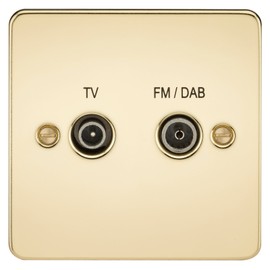 Knightsbridge FPAV0160PB Flat Plate Screened Diplex Outlet (Tv & Fm Dab) -Polished Brass