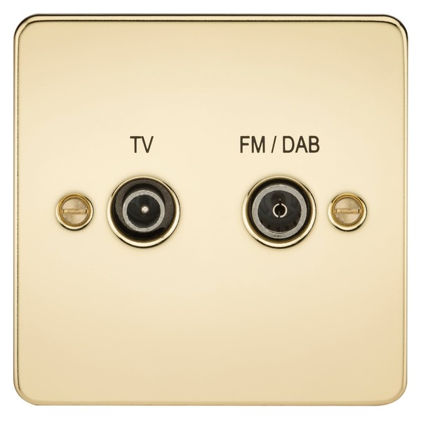 Knightsbridge FPAV0160PB Flat Plate Screened Diplex Outlet (Tv & Fm