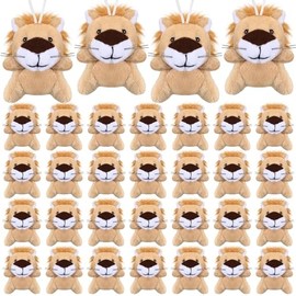 Shappy 50 Pcs Mini Animal Plush Toys Small Stuffed Animals Bulk Cute Tiny Plushies Keychains for Gift Party Carnival Prize(Lion)