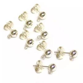 FindingKing 8 Sterling Silver Ball Stud Earrings 5mm & Ear Backs