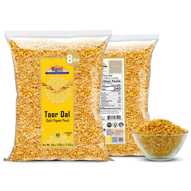 Rani Toor Dal (Split Pigeon Peas) 128oz (8lbs) 3.63kg Bulk