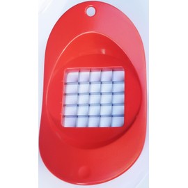 1 cortador de huevo, cortador de ensaladas de frutas, cortador de patatas duro, cortador de huevo, cubeta de frutas, cortador de verduras, picador de cebolla, picador de verduras, cortador, picador de verduras, paquete de 1 rejilla de 0.5 pulgadas, rojo