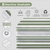 Seasonwood Sage Green Shower Curtain Boho Stripe Shower Curtains with