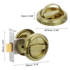 PATIKIL Round Recessed Door Lock, Stainless Steel 304 Hidden Recessed Cup Door Handle Furniture Pulls Latch Knob for Privacy Pocket Door Lockers, Bronze