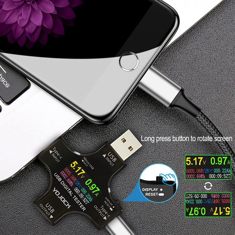 YOJOCK USB Tester Messger?t 2-in-1 USB C Strommessger?t Digital Multimeter