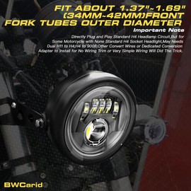 BWCarid 7" Inch LED Motorcycle Headlight with Housing Bucket Mouting Brackets Hi/Low Beam Headlamp for H-arley Yamaha Honda Cafe Racer Bobber Chopper Scrambler Streetbike w/34~42mm Fork Tube