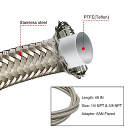SecosAutoparts - Línea de alimentación de aceite turbo de 48 pulgadas de acero trenzado 4AN 90 grados de presión de extremo de manguera recta de acero inoxidable con sensor de turbocompresor remoto de teflón 4 AN 551867