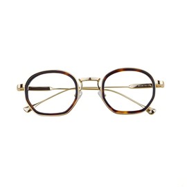 BETSION Vintage Square Metal & Acetate Retro Eyeglasses Frame Retro Spring Hinges Glass Unisex for Men Women (Gold)