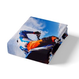 Feelyou Motorbike Fitted Sheet Dirt Bike Bed Sheet Sports Motorcycle Bedding for Kids Boys Teens Full Size Motocross Racer Sheet Set Includes 1 Sheets & 2 Pillowcases (No Flat Sheet)