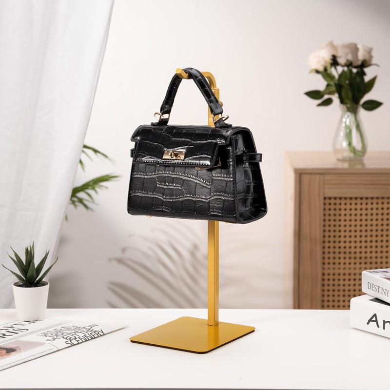 Josmimic 3-Pack Adjustable Tabletop Purse & Banner Display Stands, Gold