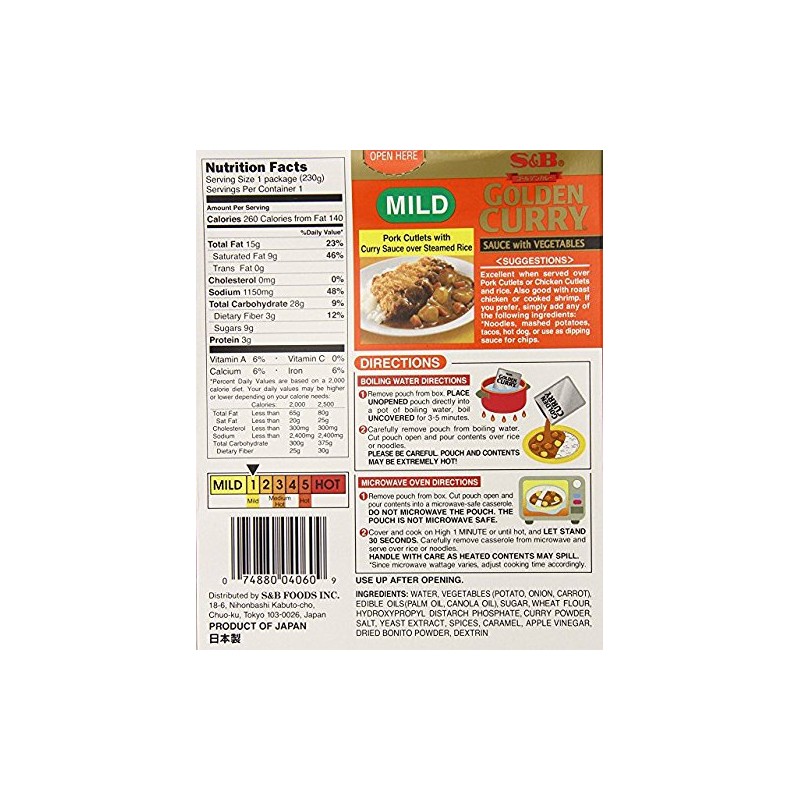 [ 5 Packs ] S&B Golden Curry Sauce with Vegetables