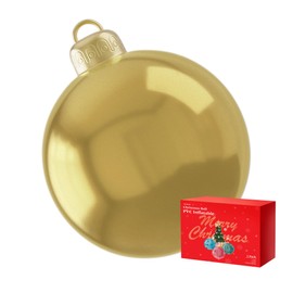 Outdoor Christmas PVC Inflatable Balls Gold 24 Inch Giant Ball for Decorated Ball Ornaments Giant Christmas Blow Up Jumbo Ball Xmas Blow Outdoor Outside Holiday Yard Lawn Decor (Gold)