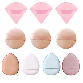 10 Stück puder puff 3 Dreieck Makeup Puderquaste, 5 Finger Puderquaste,2 Weicher Plüsch-Puderschwamm,powder puff pinselset für Flüssige Foundation für Lose Puder und Flüssige Kosmetik