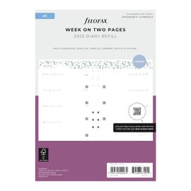Filofax Calendar Diary Refill, A5 Size, Week-to-View, Garden Minimal Diary Pack, Multilingual: Five Languages, 2025 (C68592-25)