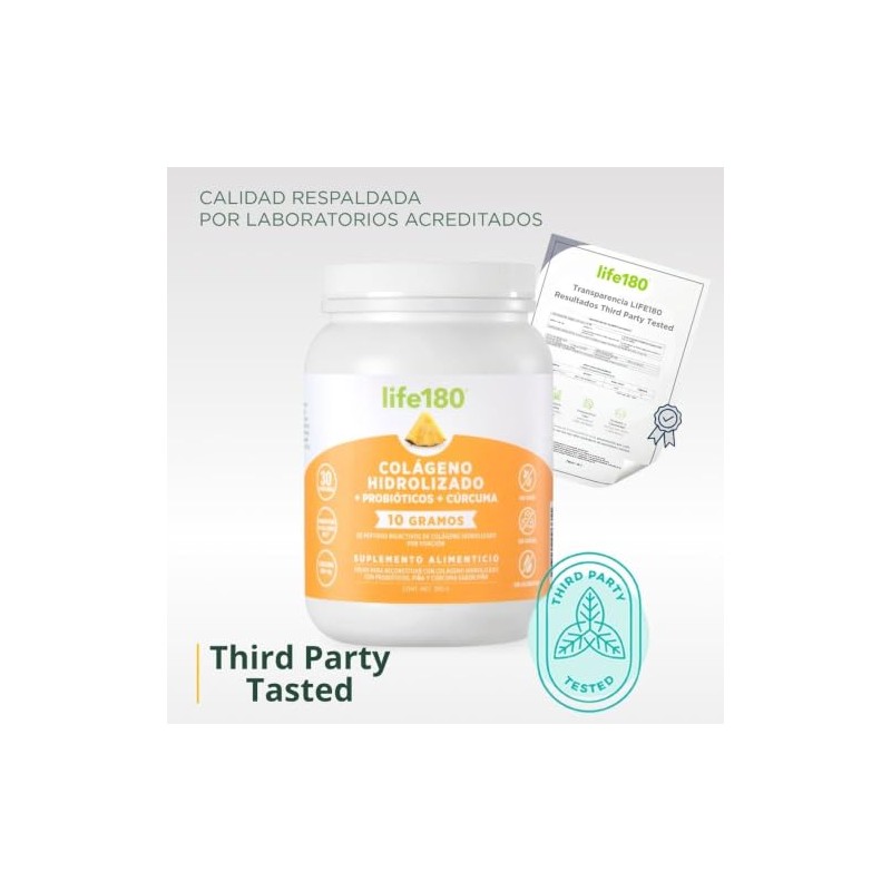 Life180 Dúo Colágeno Hidrolizado con Probióticos y Cúrcuma Sabor Piña