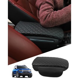 TBHOO for Bronco Sport Center Console Armrest Cover 2026 2025 2024 2023 2022 2021 Bronco Sport Accessories Black with Pockets Upgrade Arm Rest Pad Console Cushion Lid