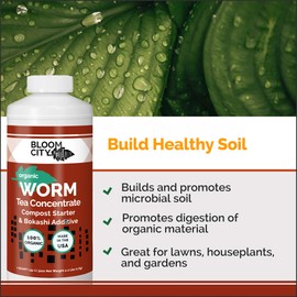 Organic Worm Tea Concentrate and Compost and Bokashi Booster by Bloom City, Gallon(128 oz)