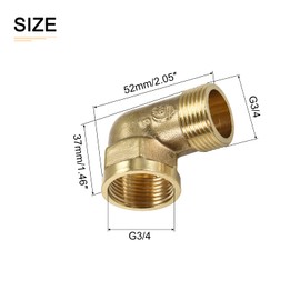 DTGN G3/4 x G3/4 (Male x Female) 90 Degree Brass Pipe Fitting Plumbing System Brass Street Elbow Adapter Gold Tone