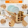 Worthyeah Bamboo Dish Drying Rack, 3-Tier Collapsible Wooden Dish Rack