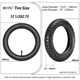 RUTU 12.5x2.75 12 1/2 x 2.75 Dirt Bike Tube Replacement for Razor MX350 MX400 Rocket, X-Treme X-560 Electric Dirtbike, Scooter, Kids Bicycle, Stroller eZip E-500 E-750 E-900 Fits 8.5" Rim - 2 Pack