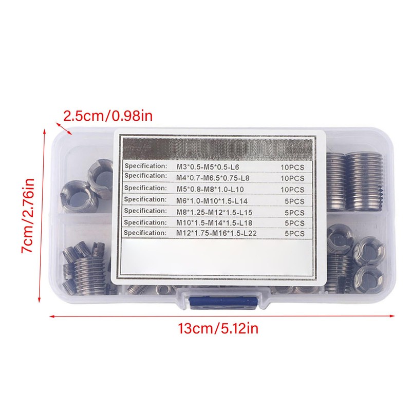 Pack of 50 Thread Insert M3 to M12, Stainless Steel