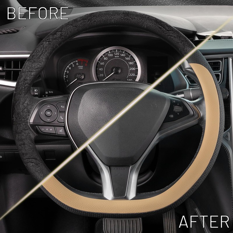 COFIT D-Shape Car Steering Wheel Cover for 37-38 cm, Scratch-Resistant