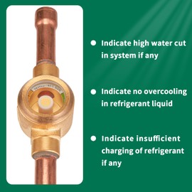 Hong Sen Sight Glass, Moisture Liquid Indicator, 3/8'' ODF Fitting, HVAC Tool for Air ConditioningRefrigeration