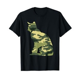 Military Burmese Camo Men Print US Cat Kitty Veteran Gift T-Shirt