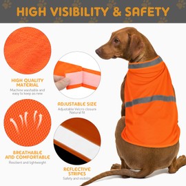 2 Pieces Dog Reflective Vest, Orange Dog Hunting Vest for Outdoor, Adjustable Dog Jacket, Soft Dog Safety Vest for Small Medium Large Dogs