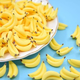 35Pcs Yellow Mini Bananas 1/12 Scale Banana Models Miniature Fruit Fake Mini Fruits for Mini House Kitchen Fairy Garden，Fruit for Miniature House Kitchen Fairy Garden Decor Dollhouse Accessories