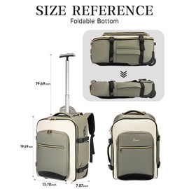 Carry On Backpack with Wheels for Adults, Airline Approved Rolling Backpack for Women, Foldable Bottom Travel Laptop Backpack