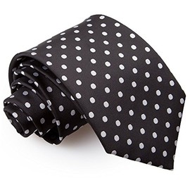 DQT Woven Polka Dot Classic Patterned Fashion Casual Neck Tie for Men in Black