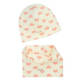 FORUHOO Girls' Hat Set with Scarf Children's Beanie for Autumn Winter Cotton Pack of 2, Scarf set: white heart