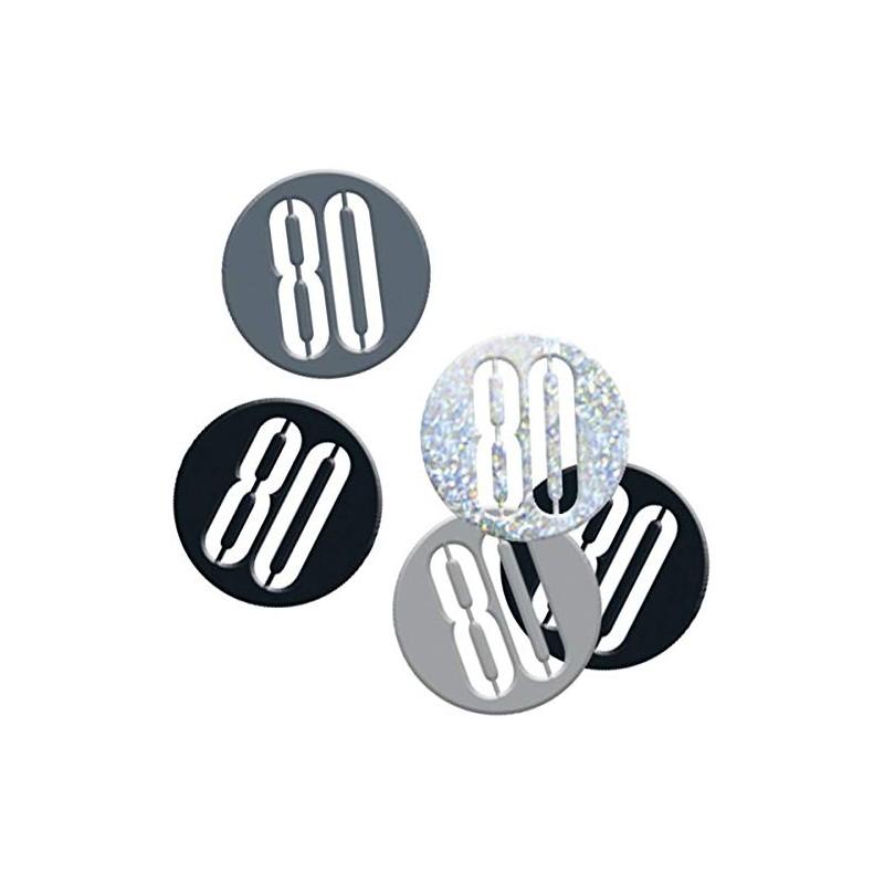 Unique 83831 Black Prismatic 80th Birthday Confetti, 5 oz 1