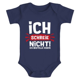 MoonWorks® Baby Bodysuit with Saying Ich Schreie Nicht ich bestelle Essen Funny Sayings Organic Cotton Boys & Girls, Ich Schreie Nicht! Navy
