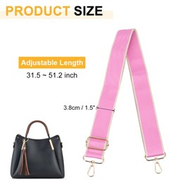 PATIKIL 55in Purse Straps Replacement Crossbody, Bag Straps Crossbody Universal Adjustable Canvas for Purses Handbags Guitar, Pink