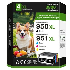 950XL 951XL Ink Cartridges Combo Pack Compatible for HP 950 951 Ink Cartridges Combo Pack for HP OfficeJet Pro 8600 8610 8630 8620 8615 8625 8100 276DW 251DW Printer(4 Pack Black Cyan Magenta Yellow)