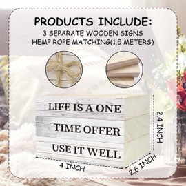 Decorative Books For Home Decor, Wood Book Stack For Table Decor, Life Is A One Time Offer Use It Well Decor Books For Living Room Bookshelf Office Coffe Bar, Farmhouse Stacked Books Decor (L06)