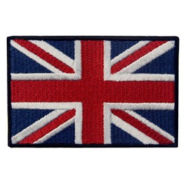 Great British Union Jack Patch Embroidered England Flag Morale Applique Fastener Fastener Hook & Loop UK Emblem - Full Color