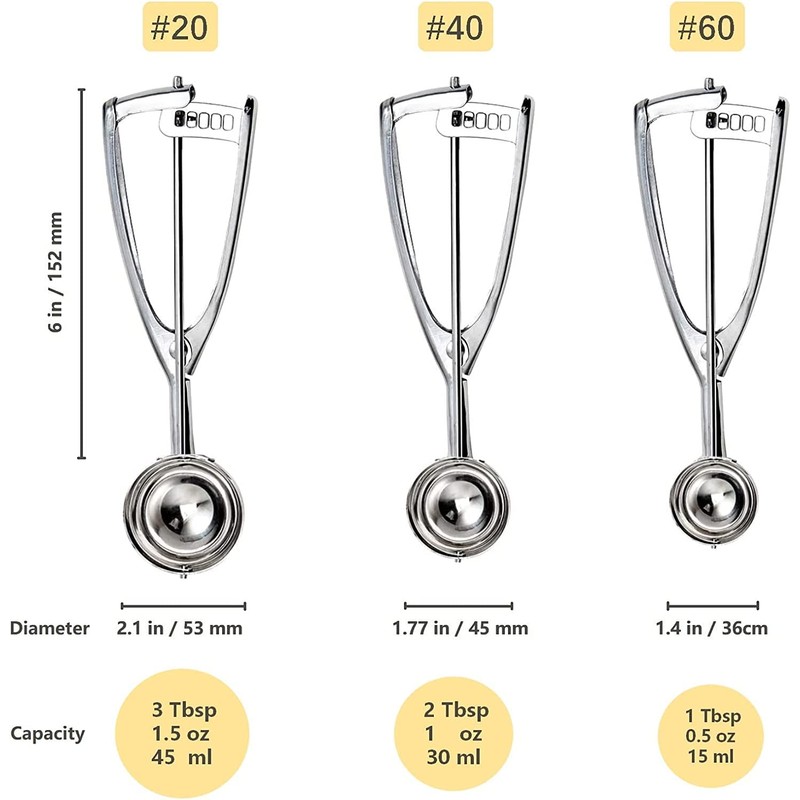 Cookie Scoop, Ice Cream Scoop, Cookie Scoops for Baking, 3-Piece