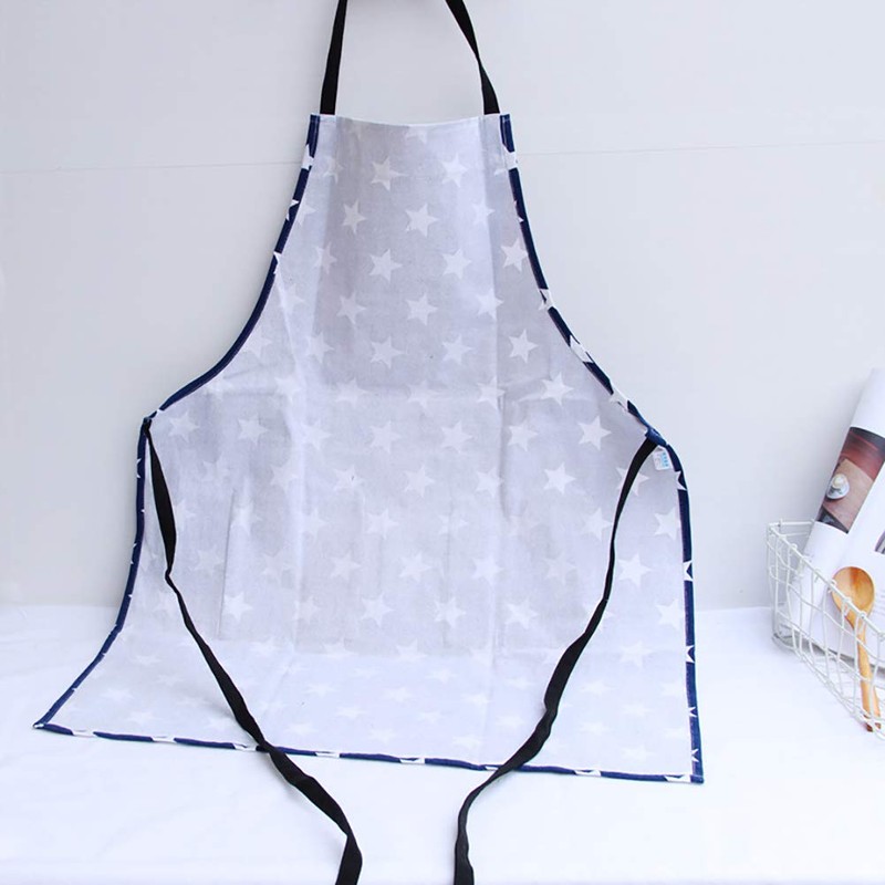 2 Stars Apron with Pocket Cotton Linen Women's Kitchen Apron