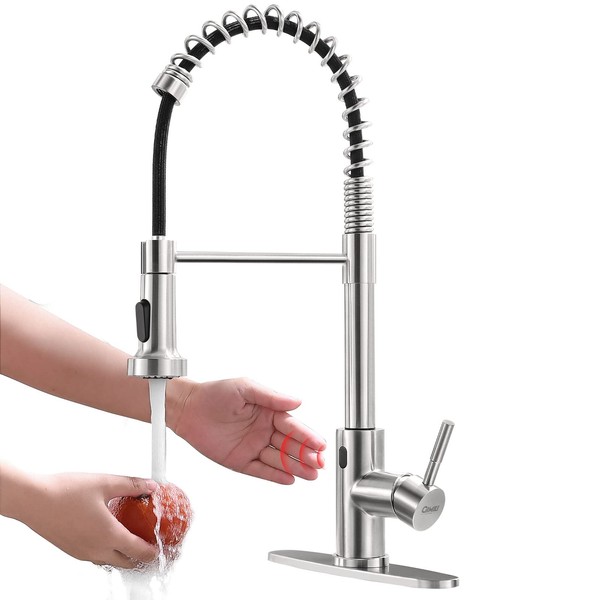 GIMILI Touchless Kitchen Faucet with Pull Down Sprayer Motion Sensor Smart Activated Hands Free Single Handle Spring Brushed Nickel Kitchen Sink Faucet