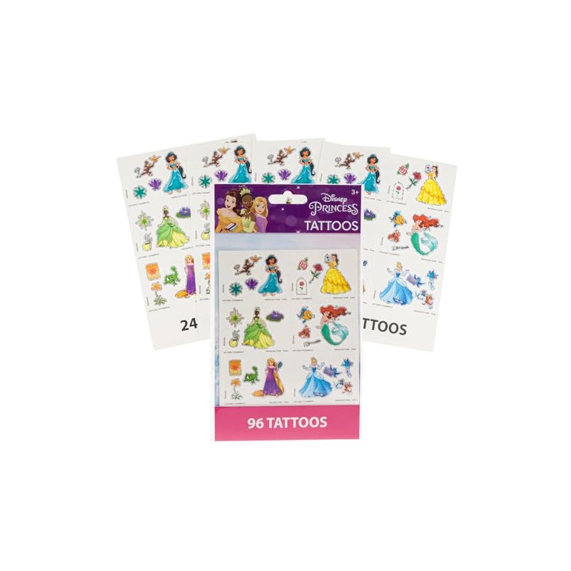Show-Offs Princess Temporary Tattoos - Jasmine, Belle, Rapunzel, Tiana -