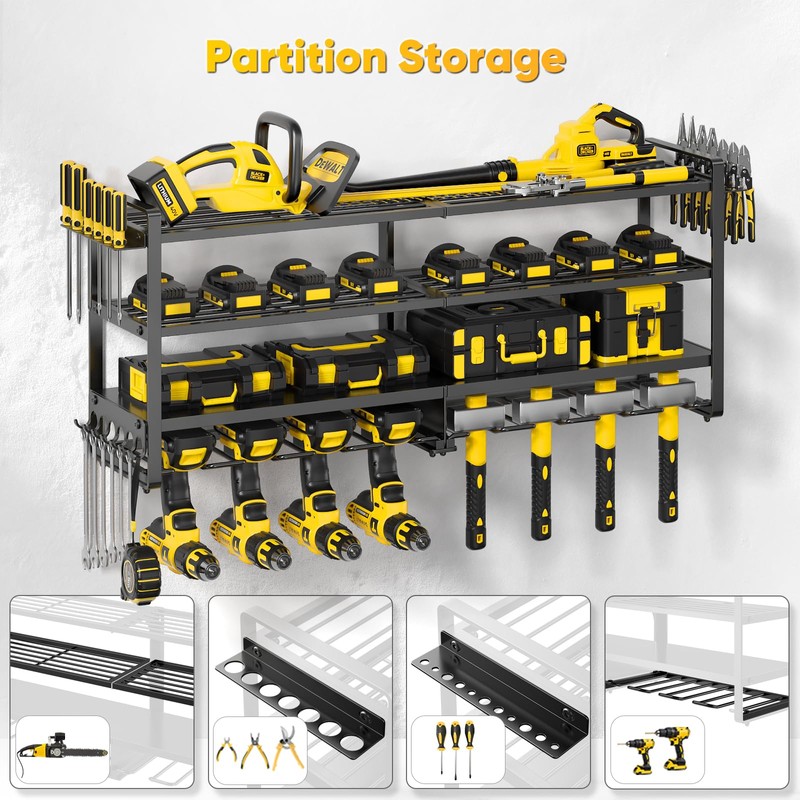POKIPO Large Power Tool Organizer Wall Mount,4 Layers Heavy Duty