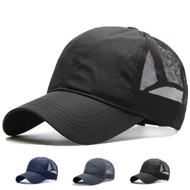 RF Cap, Men's, Large Size, Hat, 23.6 - 25.6 inches (60 - 65 cm), Deep, Mesh, Breathable, Quick Drying, Flirty, Unisex, Stylish, Cool, Popular, Black