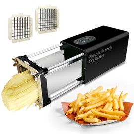 Fstcrt Electric French Fry Cutter, French fry Cutter Stainless Steel with 1/2 & 3/8 Inch Blade, Potato Fries Cutter, Professional Commercial and Household Potato Slicer, Use for Potato, Carrot, Apple